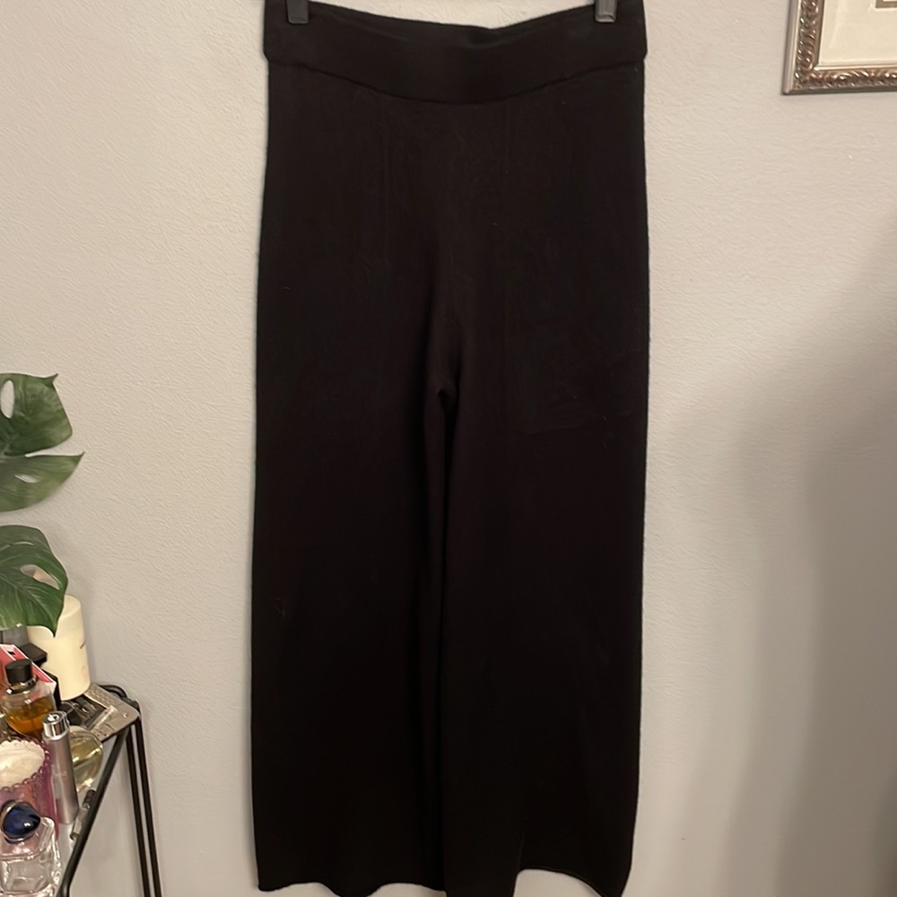 NWOT ASM ANNA Black Wool Knit Wide Leg Pants size M